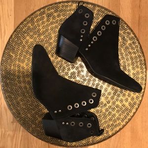Sam Edelman Black Suede Grommet Boots - Size 9